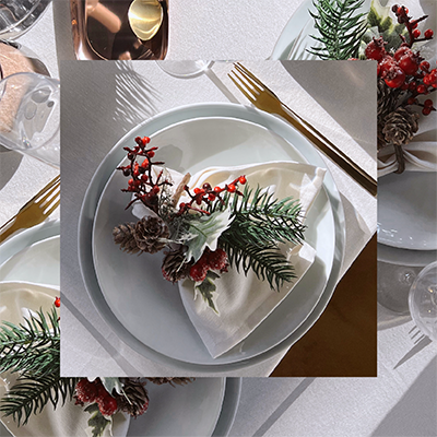 Holly sprig on a plate