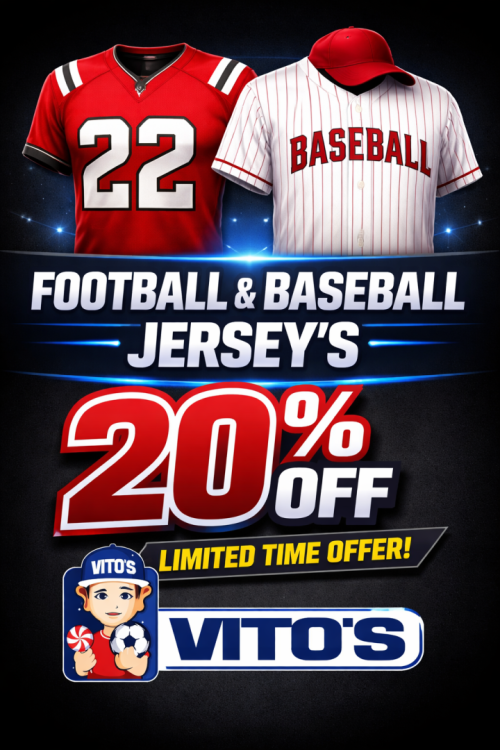 FOOTBALL AND BASEBALL JERSEY’S  20% OFF icon